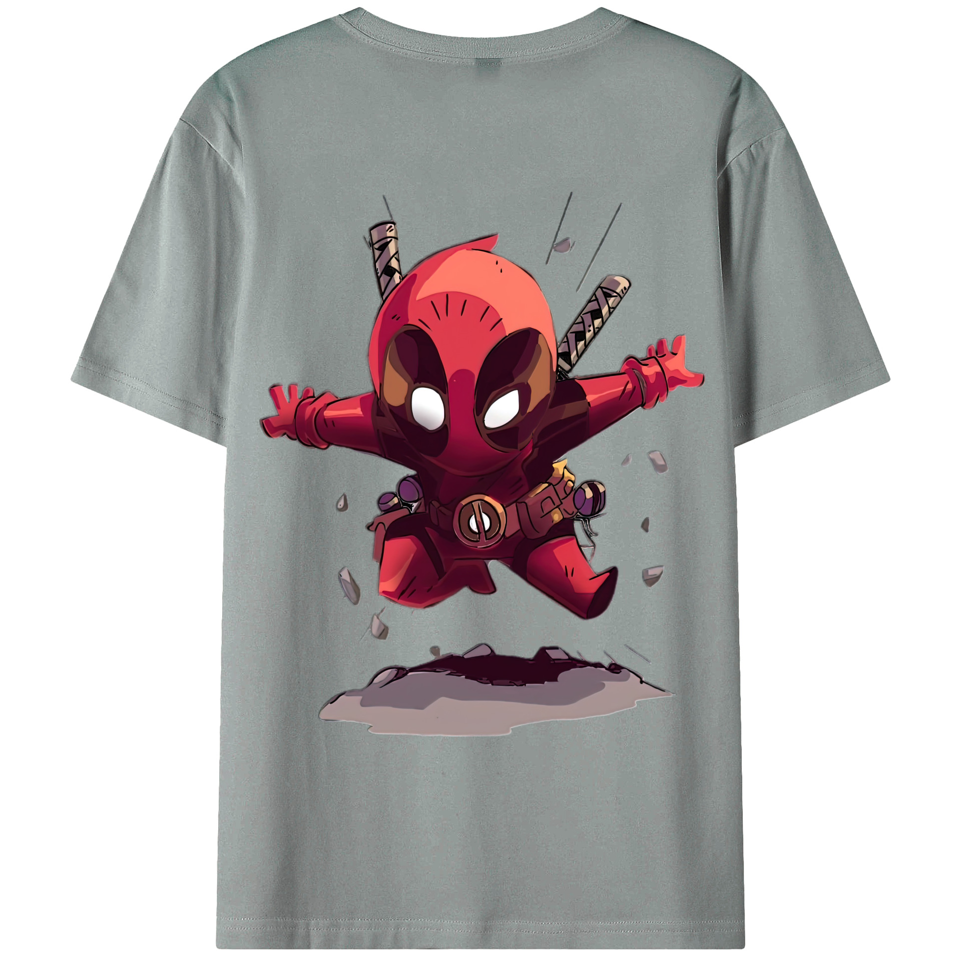 （画像用） Deadpool デッドプール 綿100％ メンズ半袖Tシャツ（バックプリント） 通気性